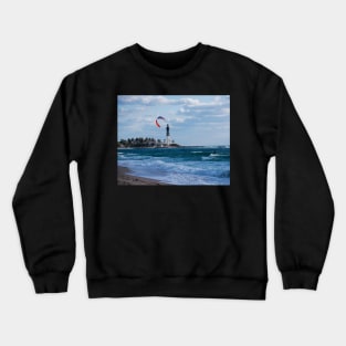 Pompano Beach Kiteboarder Hillsboro Lighthouse Crewneck Sweatshirt